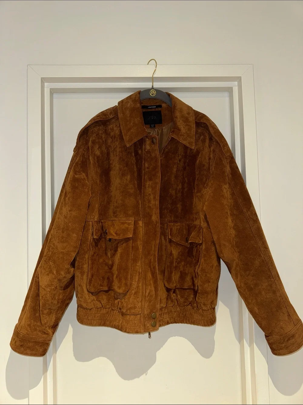 Zara Brown Suede Bomber Jacket - Picture 1 of 4